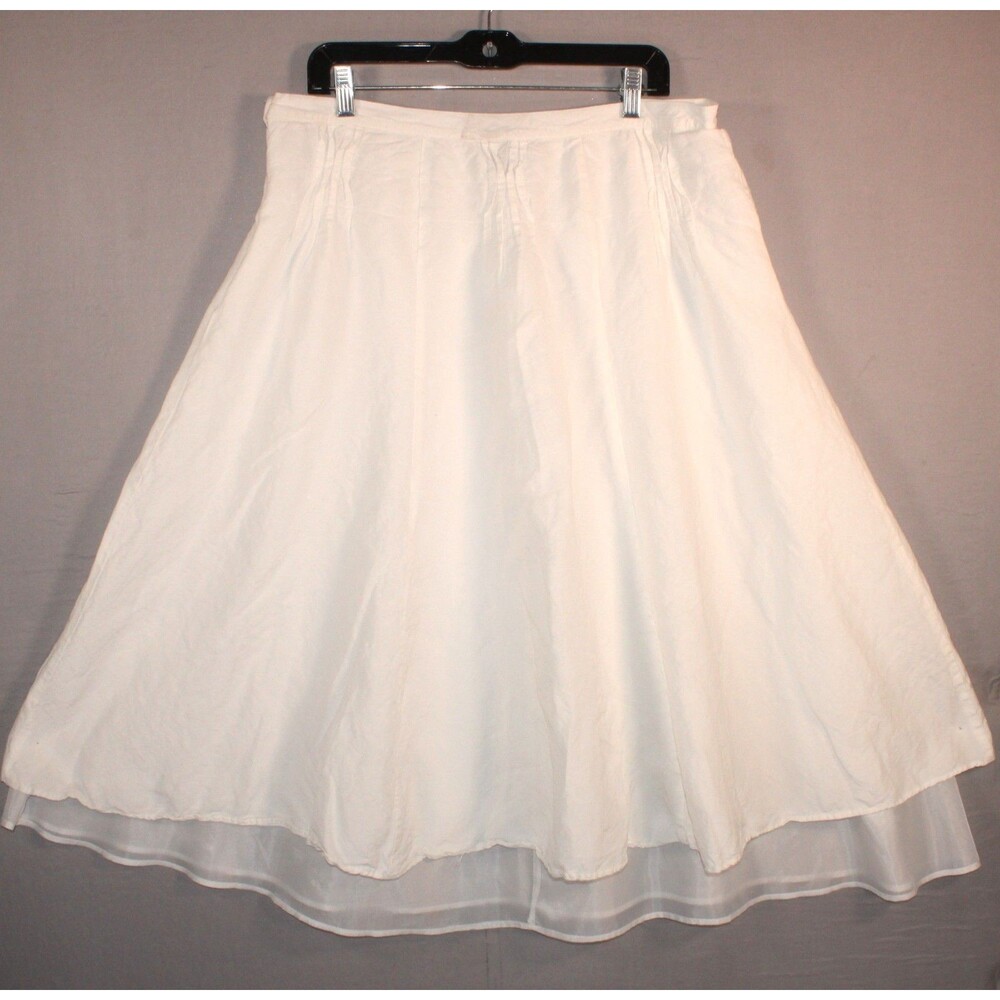 Ashley Stewart Women’s 16W White Linen Blend A-Line Midi Skirt Lined